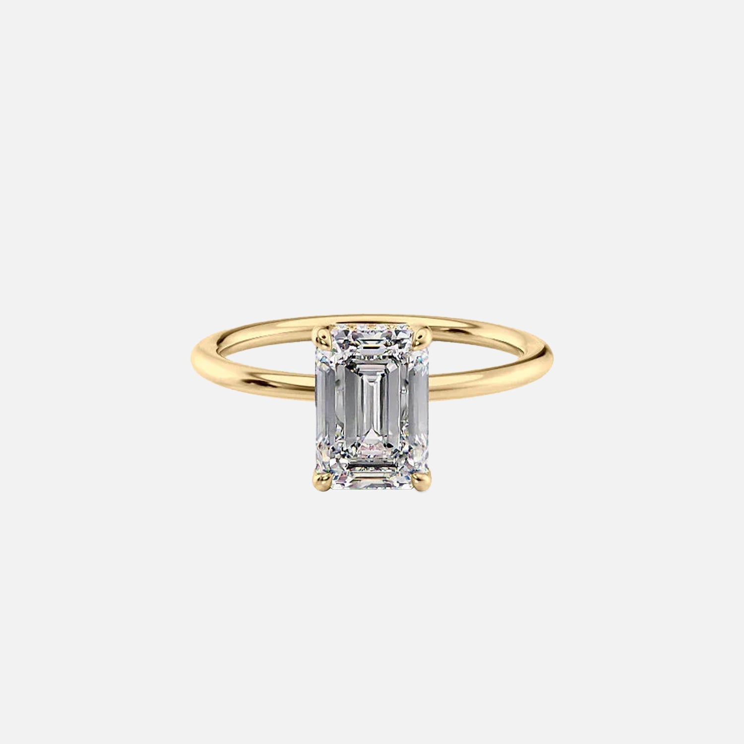The Solitaire Sarah Emerald Moissanite Ring 14k Yellow Gold 001