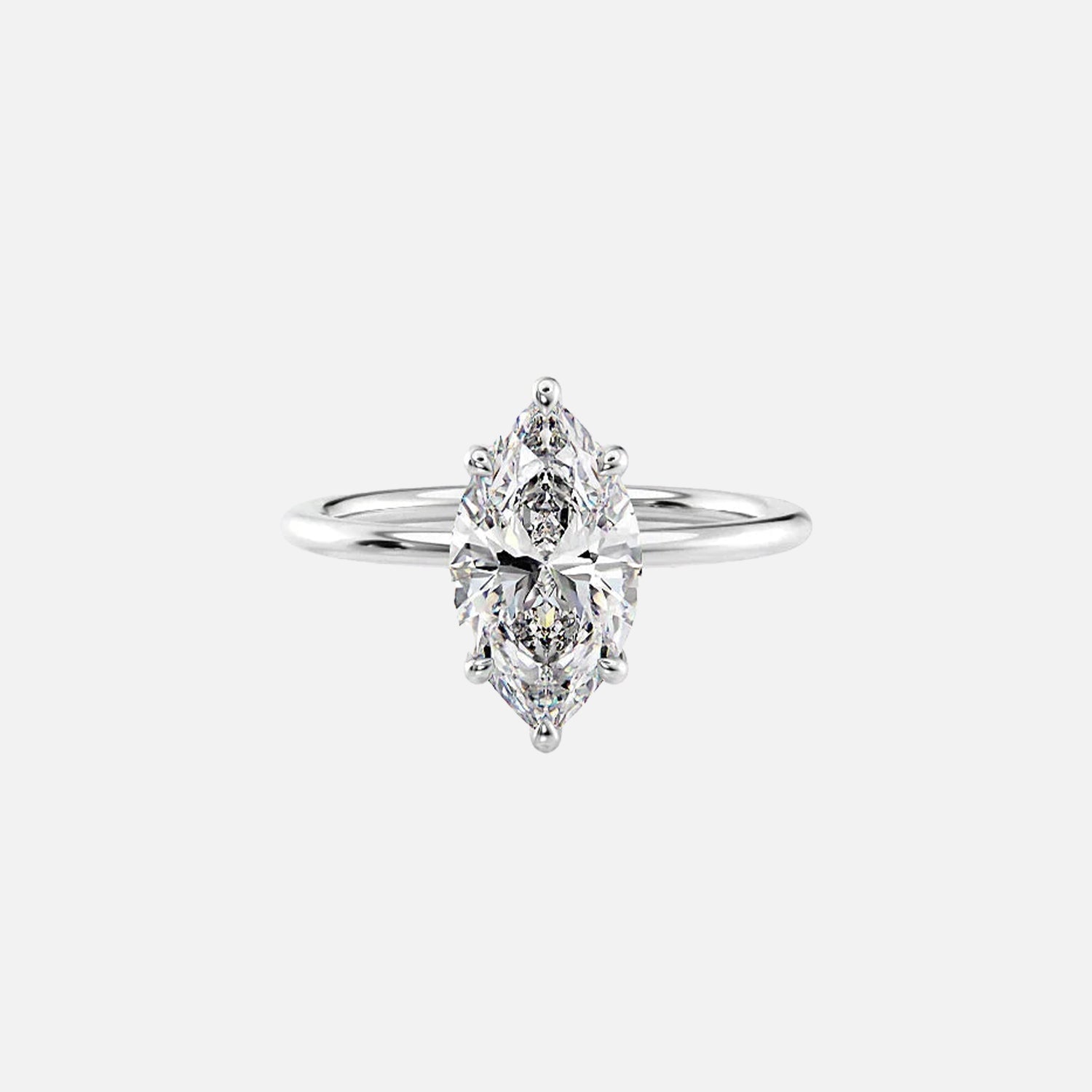  The Solitaire Sarah Marquise Moissanite Ring 14k White Gold 001