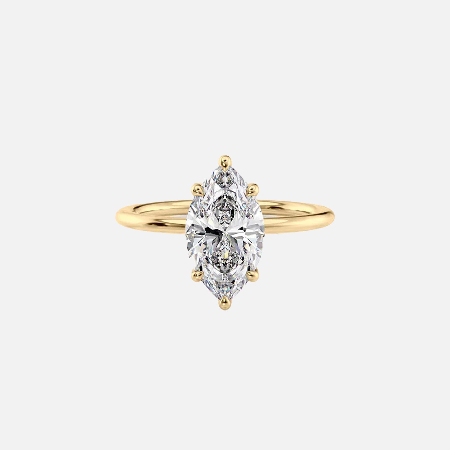 The Solitaire Sarah Marquise Moissanite Ring 14k Yellow Gold 001