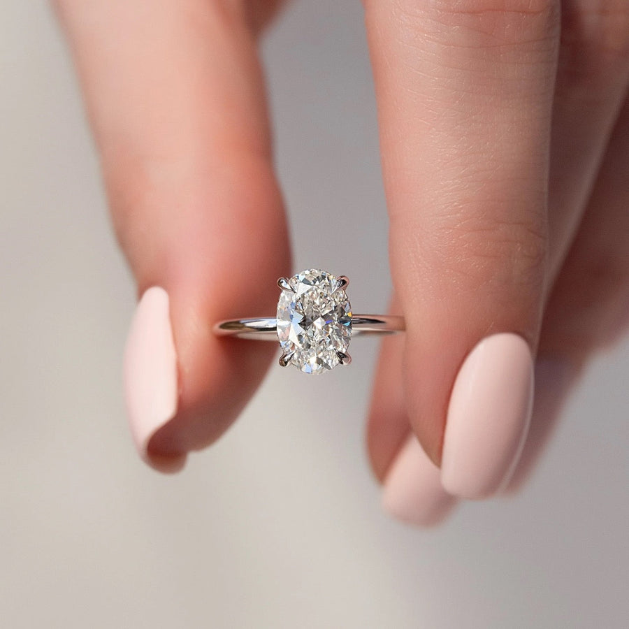  The Solitaire Sarah Oval Lab Diamond Ring 14k White Gold 003