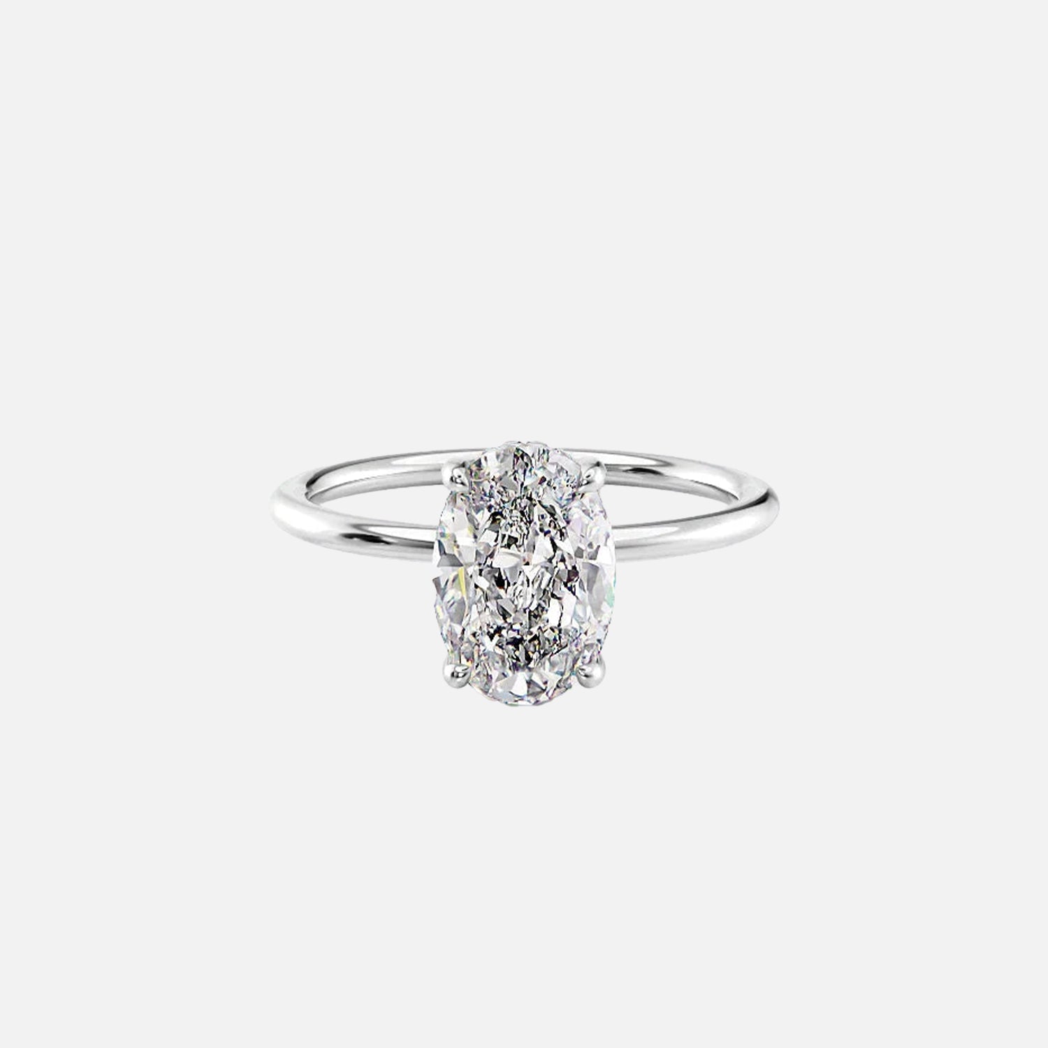  The Solitaire Sarah Oval Moissanite Ring 14k White Gold 001