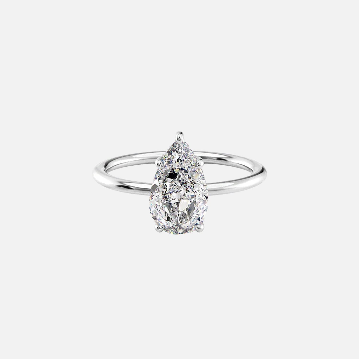  The Solitaire Sarah Pear Moissanite Ring 14k White Gold 001