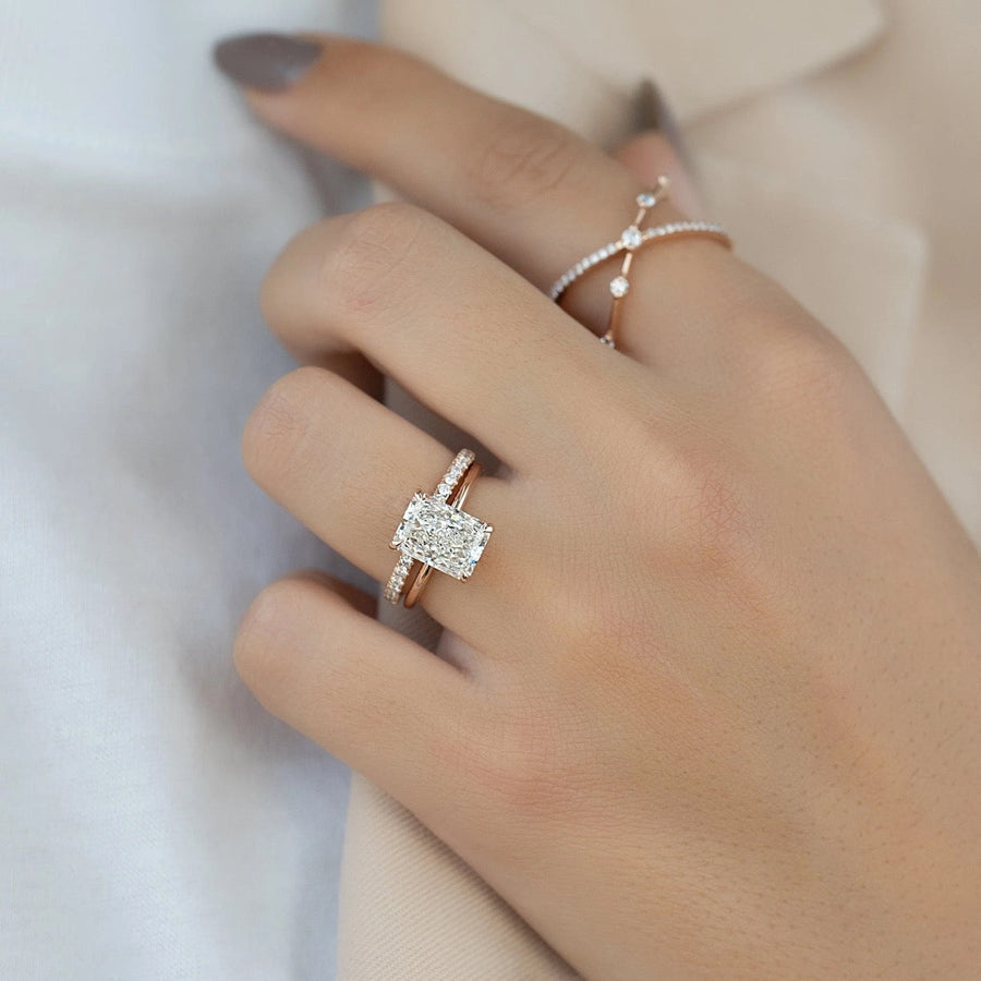 The Solitaire Sarah Radiant Moissanite Ring 14k Rose Gold 003