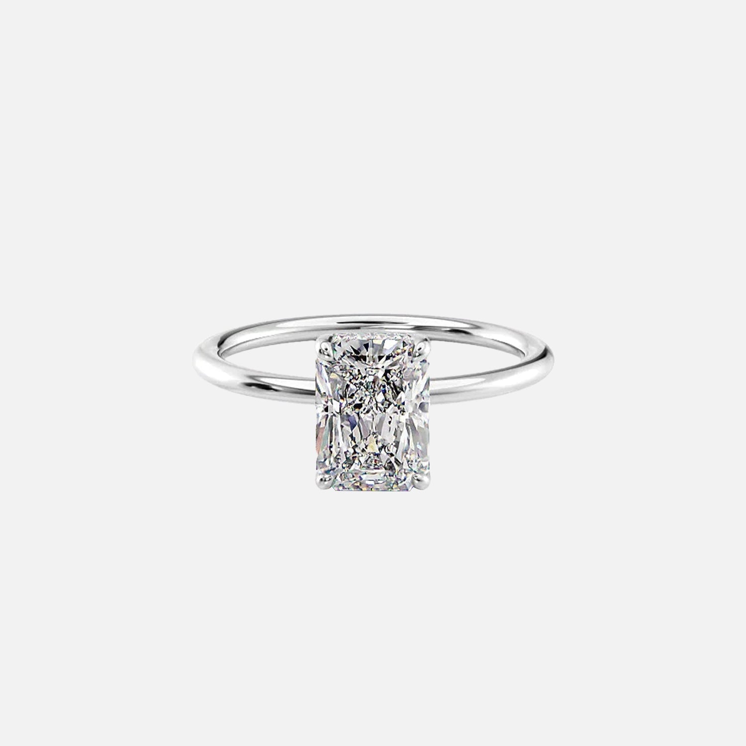  The Solitaire Sarah Radiant Moissanite Ring 14k White Gold 001