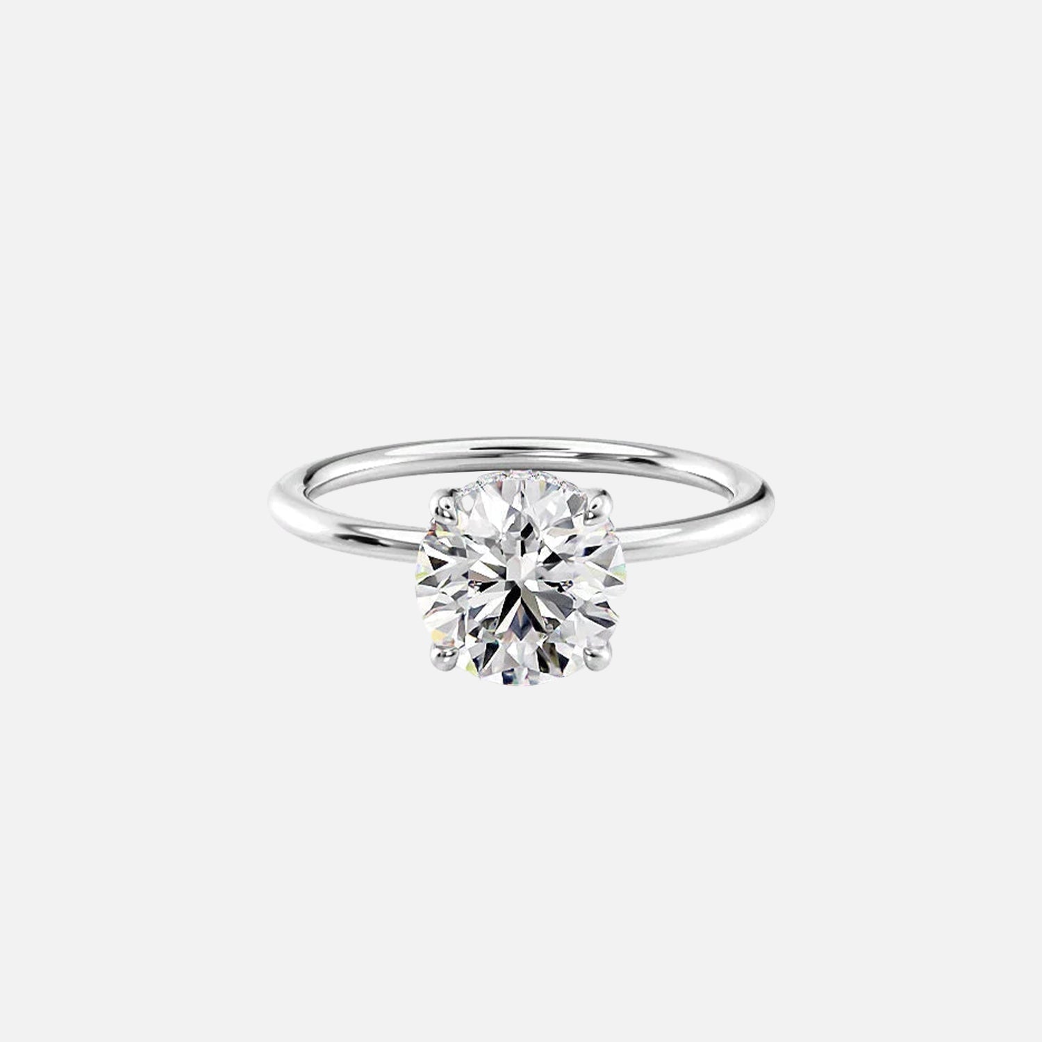  The Solitaire Sarah Round Moissanite Ring 14k White Gold 001