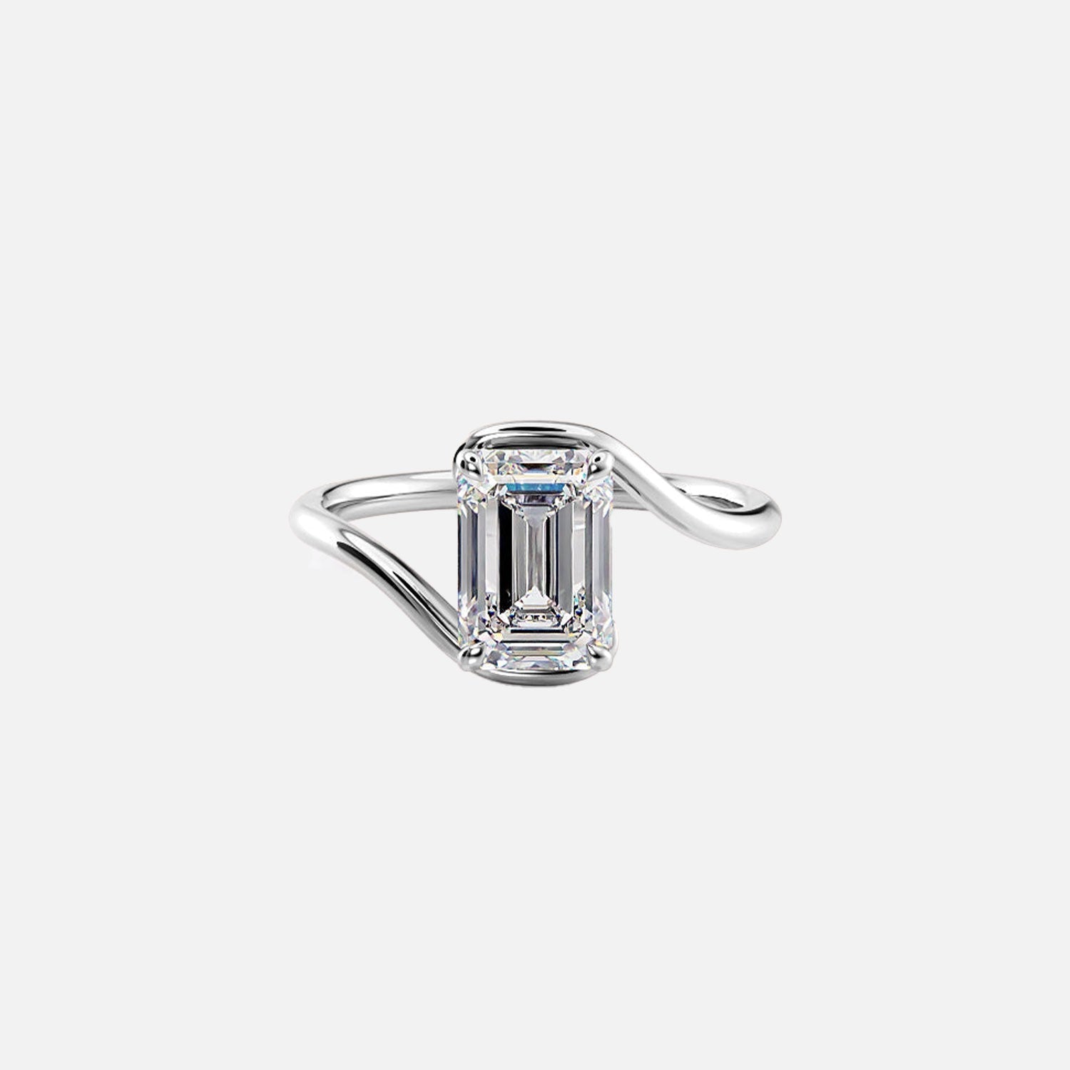  The Solitaire Skyler Emerald Moissanite Ring 14k White Gold 001