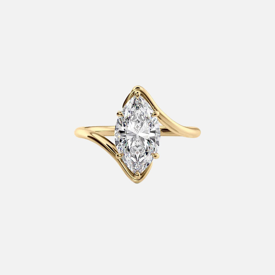 The Solitaire Skyler Marquise Moissanite Ring 14k Yellow Gold 001