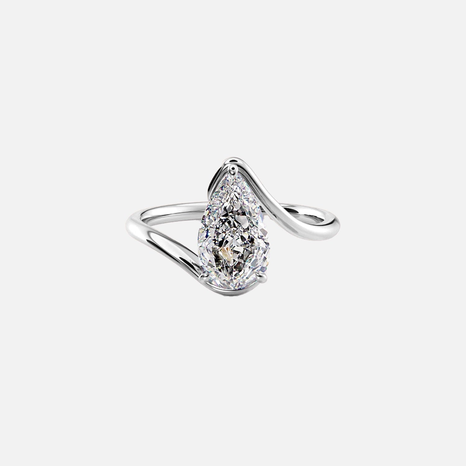  The Solitaire Skyler Pear Moissanite Ring 14k White Gold 001