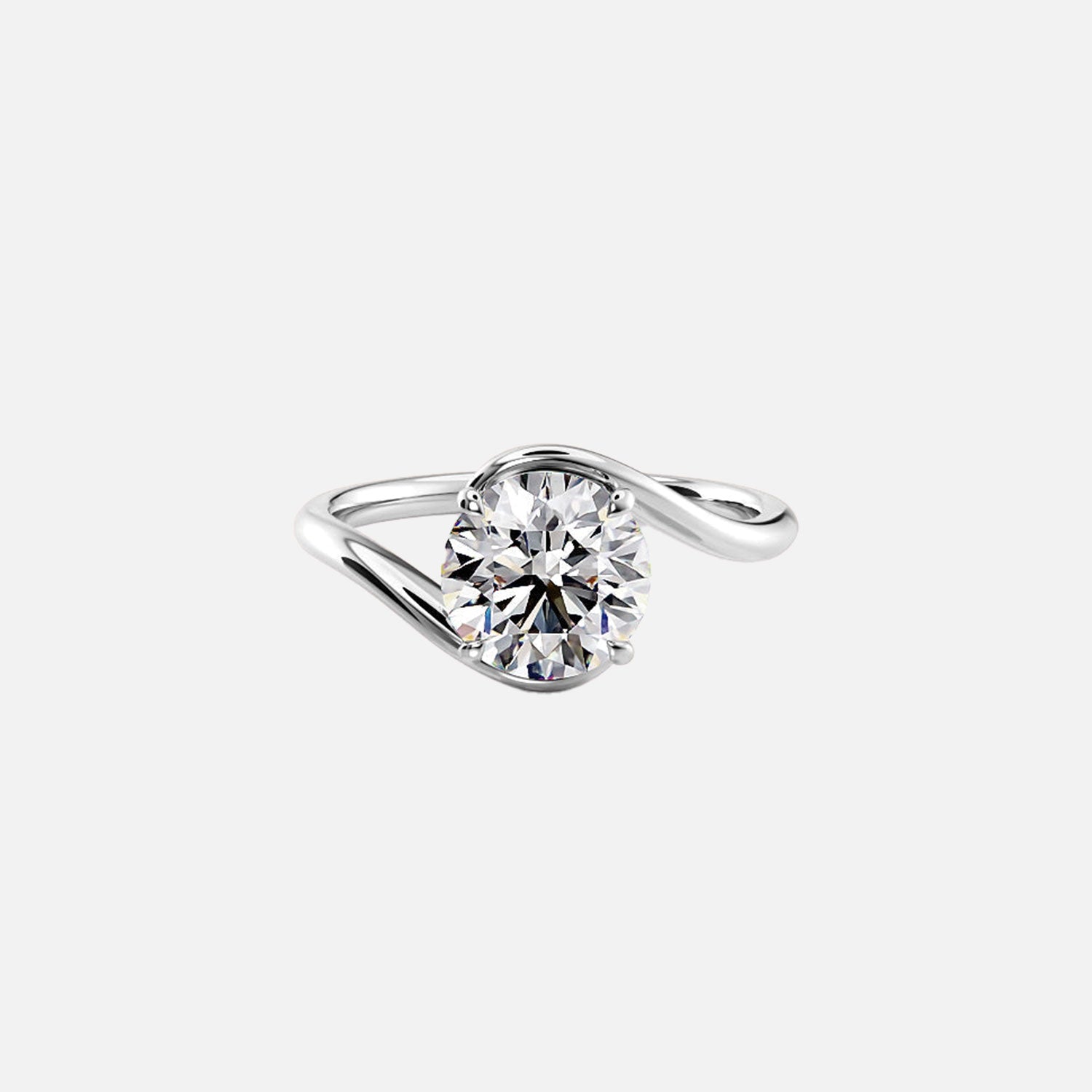  The Solitaire Skyler Round Moissanite Ring 14k White Gold 001
