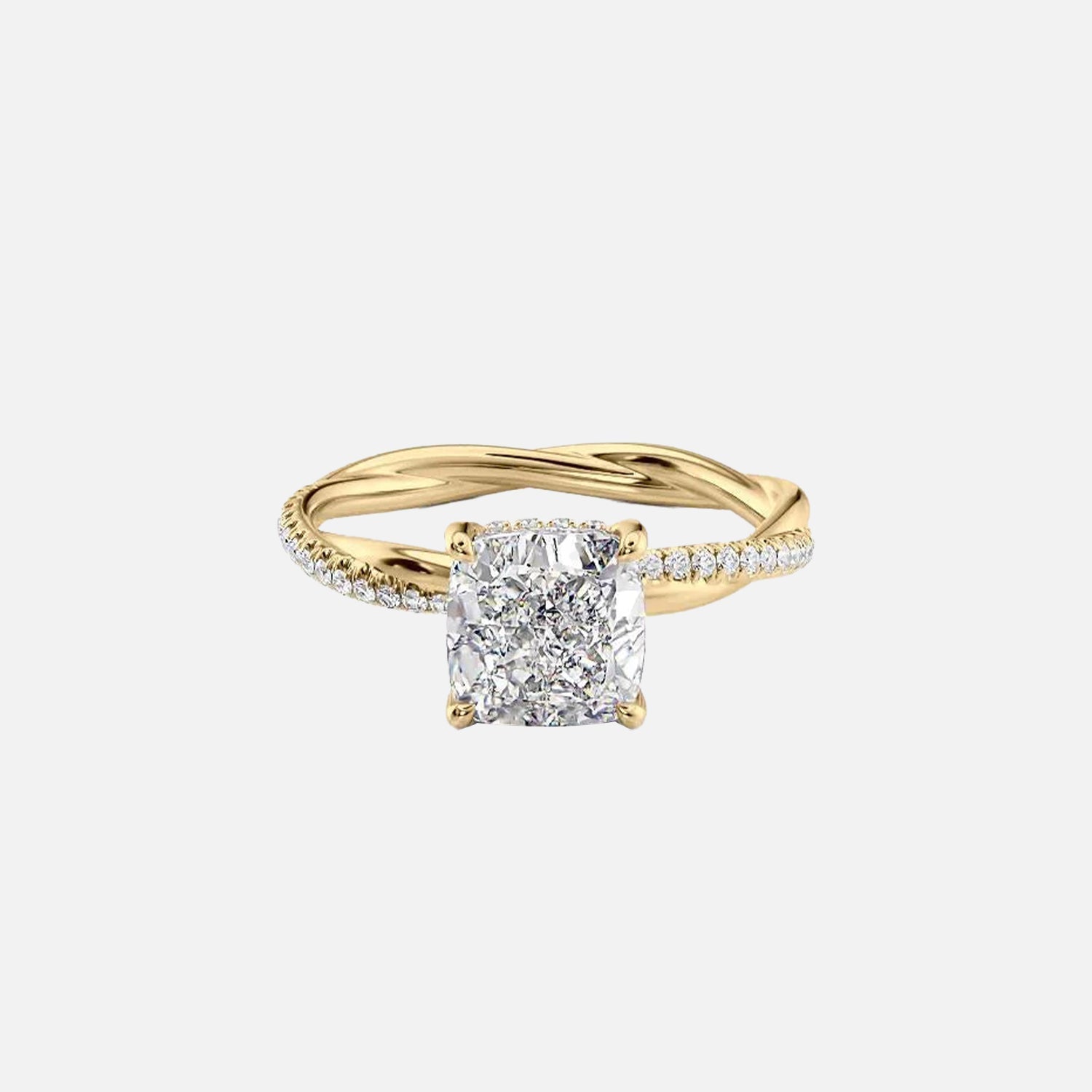 The Stacey Cushion Moissanite Ring 14k Yellow Gold 001