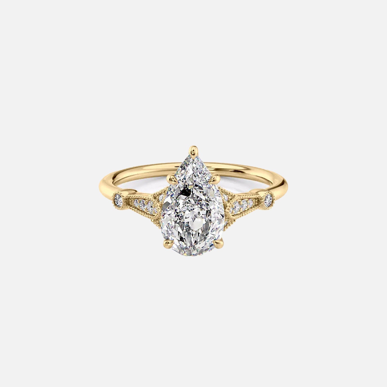 The Stephanie Pear Moissanite Ring 14k Yellow Gold 001