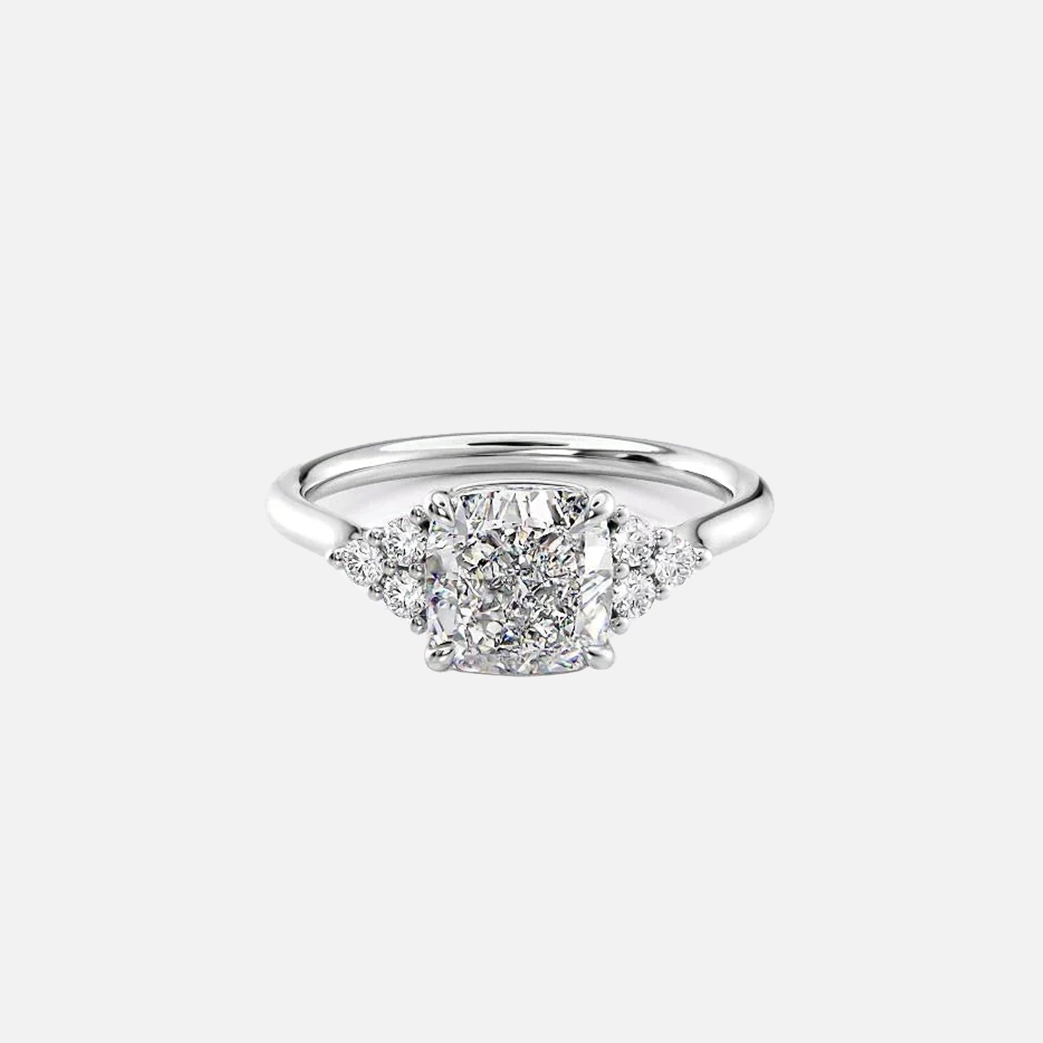 The Summer Cushion Side Stone Moissanite Ring - KNT - Engagement Rings, Wedding Bands & Fine Jewelry