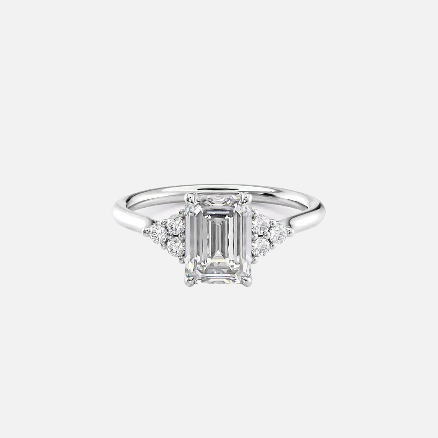 The Summer Emerald Side Stone Moissanite Ring - KNT - Engagement Rings, Wedding Bands & Fine Jewelry