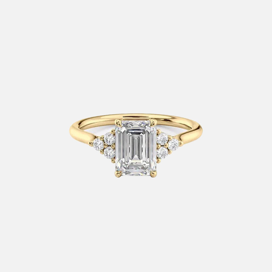 The Summer Emerald Side Stone Moissanite Ring - KNT - Engagement Rings, Wedding Bands & Fine Jewelry