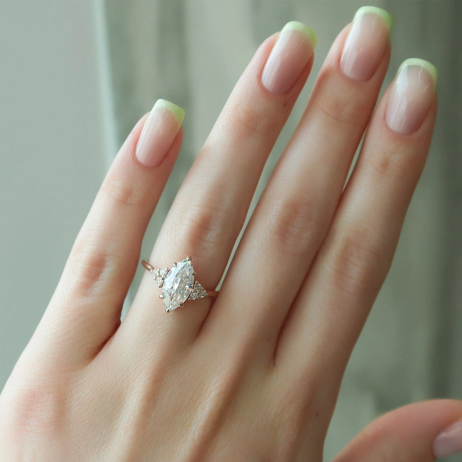 The Summer Marquise Side Stone Moissanite Ring - KNT - Engagement Rings, Wedding Bands & Fine Jewelry