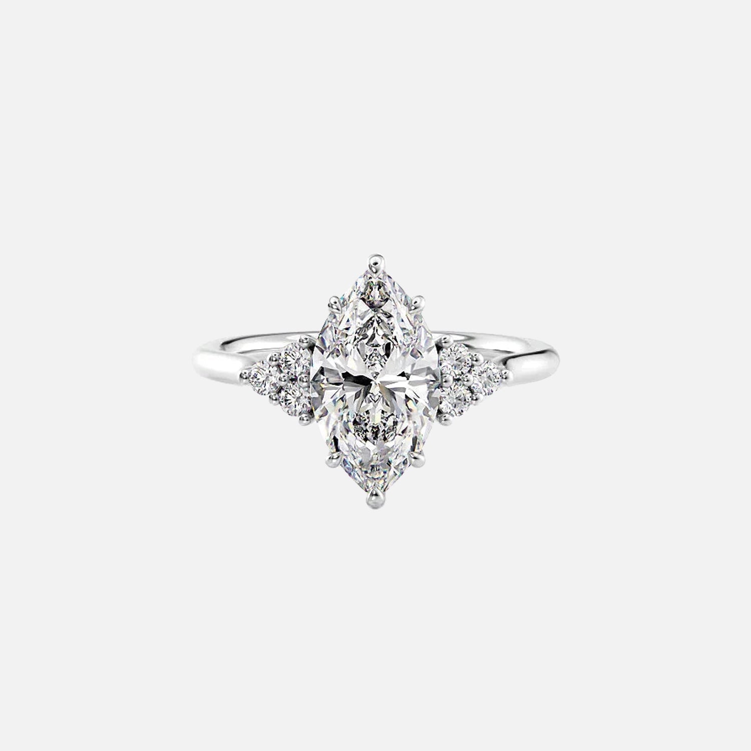 The Summer Marquise Side Stone Moissanite Ring - KNT - Engagement Rings, Wedding Bands & Fine Jewelry