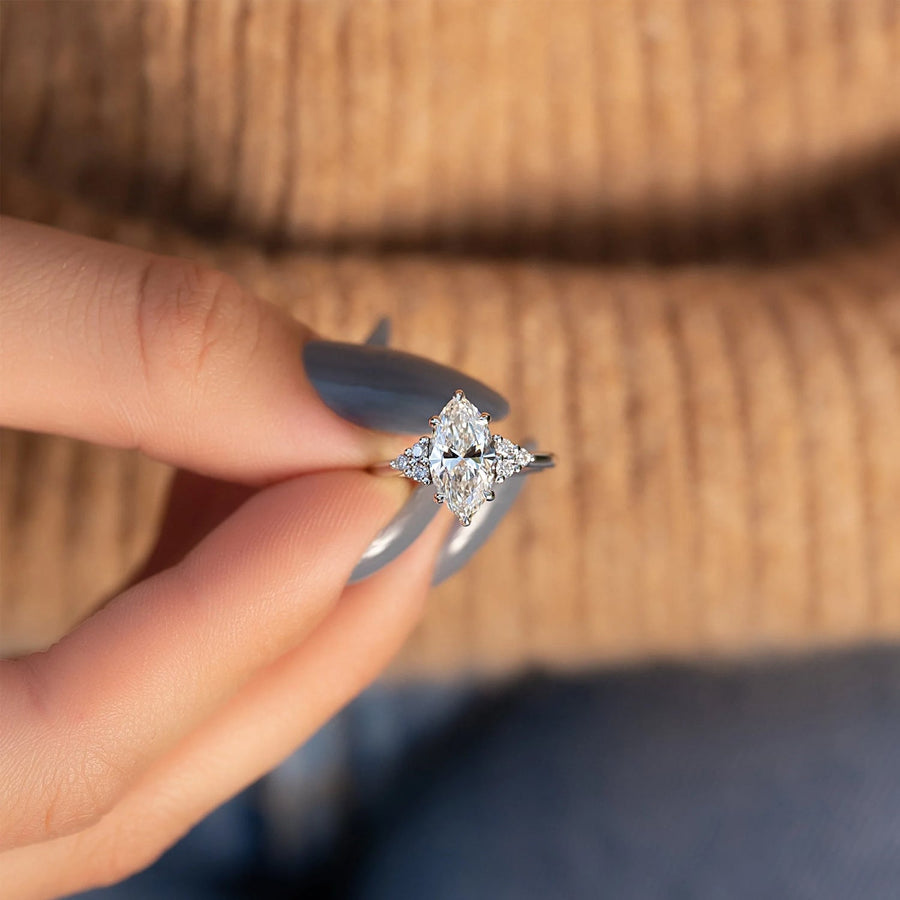 The Summer Marquise Side Stone Moissanite Ring - KNT - Engagement Rings, Wedding Bands & Fine Jewelry