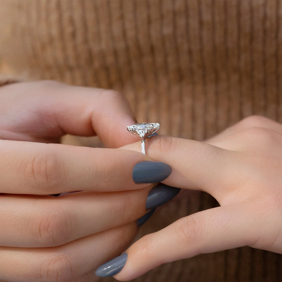 The Summer Marquise Side Stone Moissanite Ring - KNT - Engagement Rings, Wedding Bands & Fine Jewelry