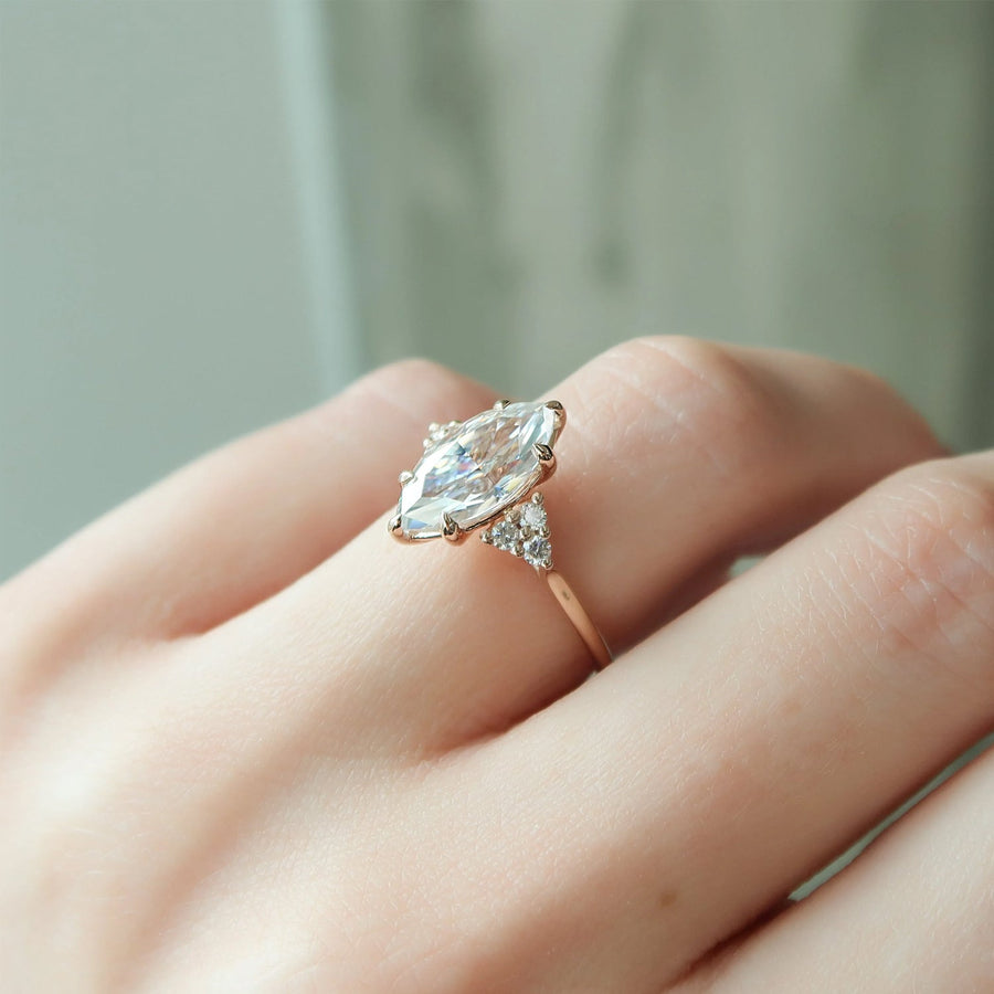 The Summer Marquise Side Stone Moissanite Ring - KNT - Engagement Rings, Wedding Bands & Fine Jewelry