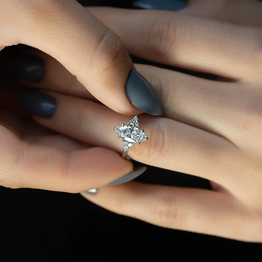 The Summer Marquise Side Stone Moissanite Ring - KNT - Engagement Rings, Wedding Bands & Fine Jewelry