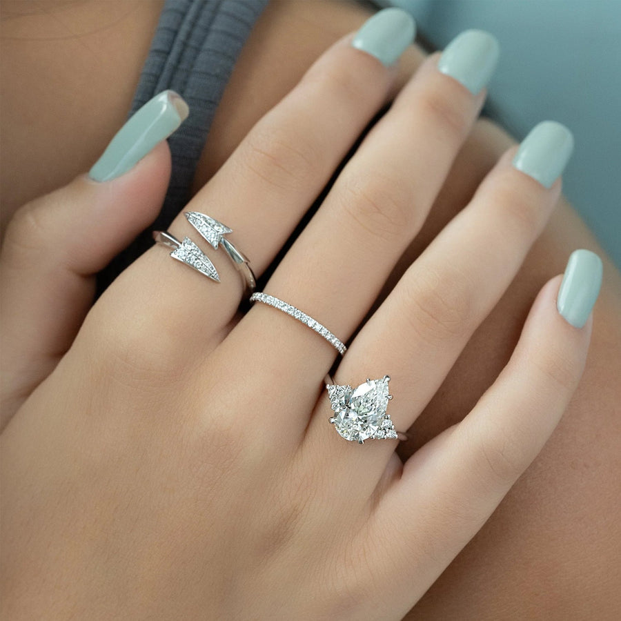 The Summer Pear Side Stone Moissanite Ring - KNT - Engagement Rings, Wedding Bands & Fine Jewelry