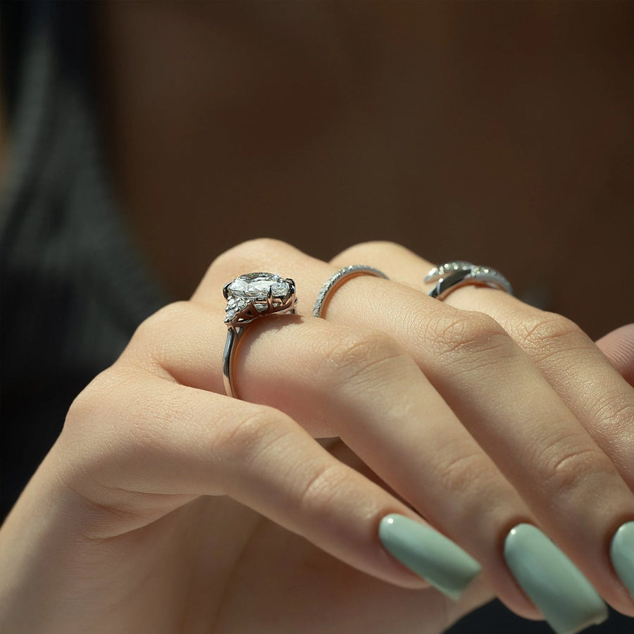 The Summer Pear Side Stone Moissanite Ring - KNT - Engagement Rings, Wedding Bands & Fine Jewelry