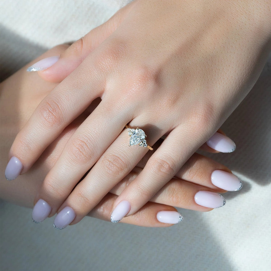 The Summer Pear Side Stone Moissanite Ring - KNT - Engagement Rings, Wedding Bands & Fine Jewelry