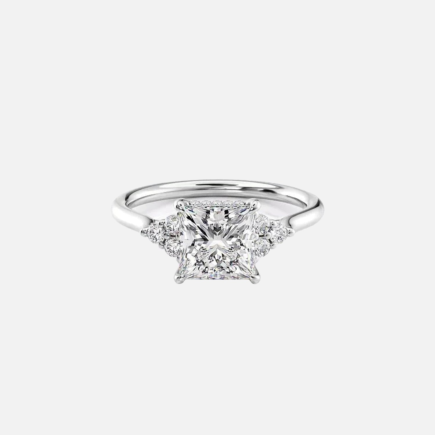 The Summer Princess Side Stone Moissanite Ring - KNT - Engagement Rings, Wedding Bands & Fine Jewelry