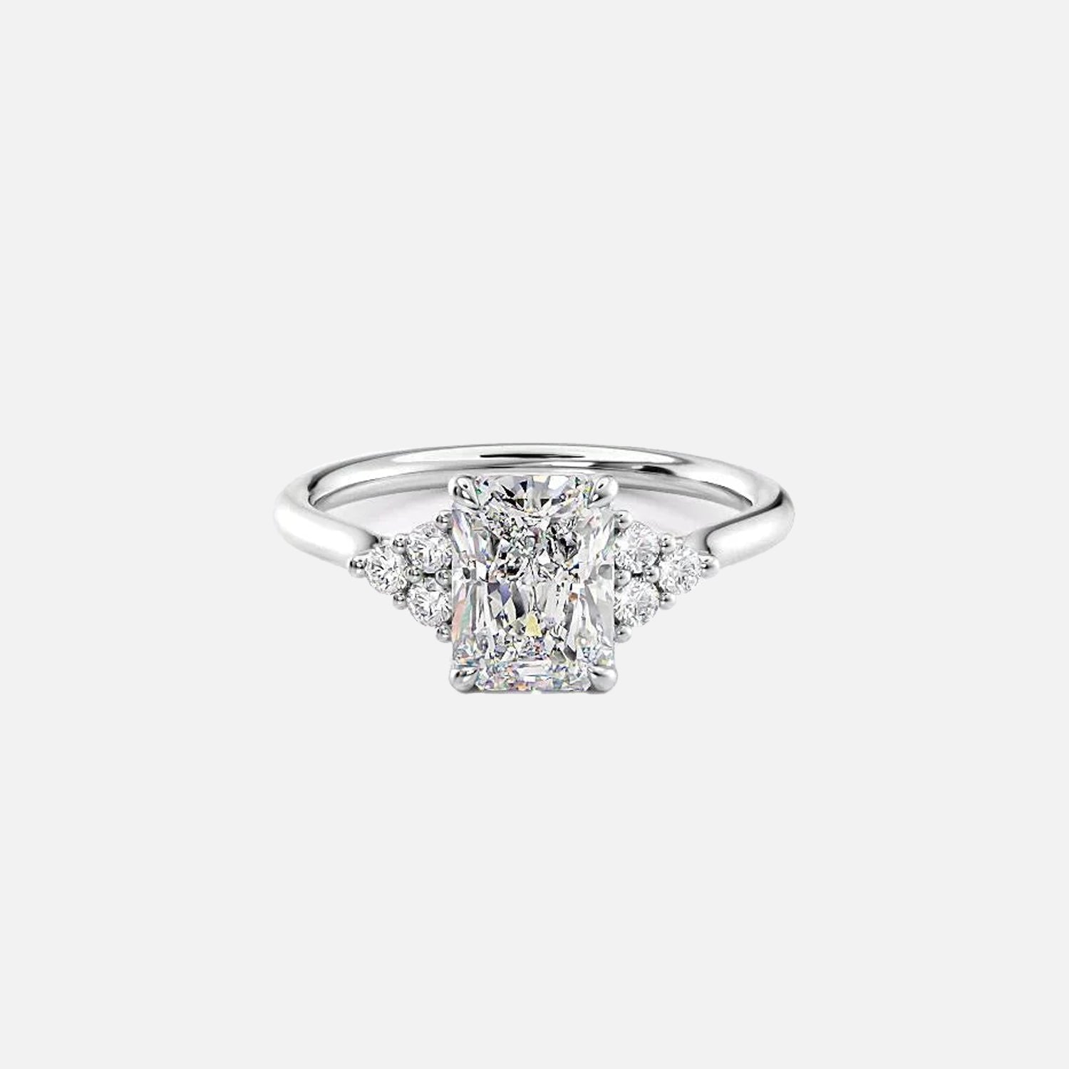 The Summer Radiant Side Stone Moissanite Ring - KNT - Engagement Rings, Wedding Bands & Fine Jewelry