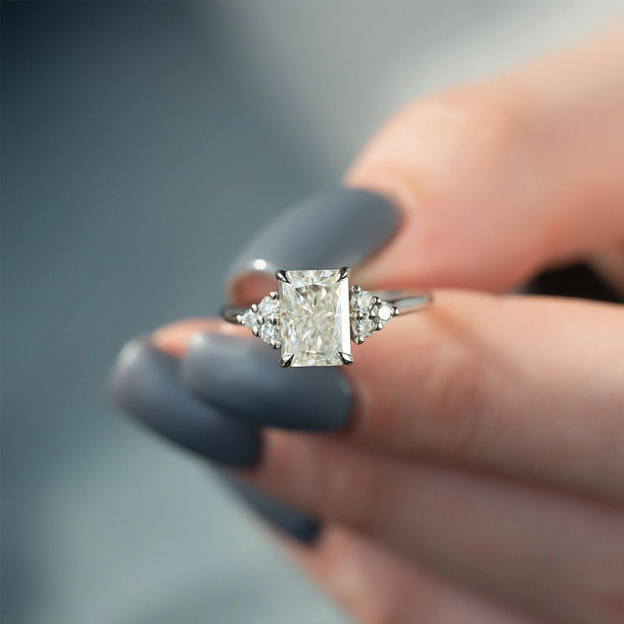 The Summer Radiant Side Stone Moissanite Ring - KNT - Engagement Rings, Wedding Bands & Fine Jewelry