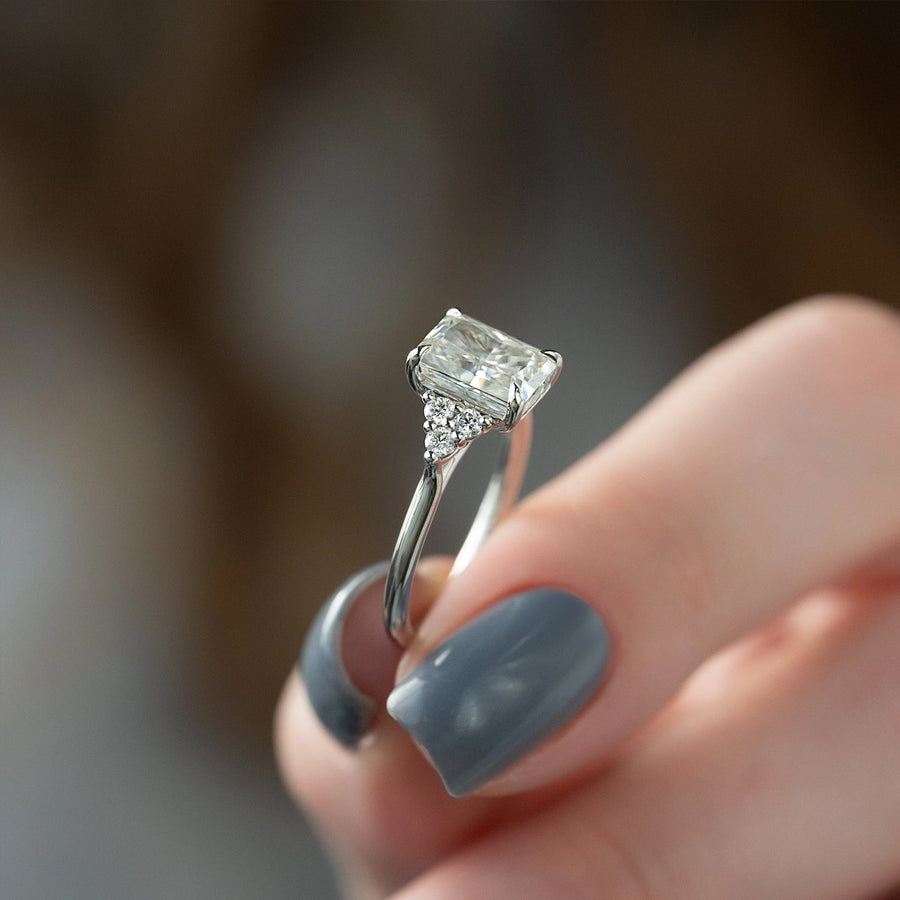 The Summer Radiant Side Stone Moissanite Ring - KNT - Engagement Rings, Wedding Bands & Fine Jewelry