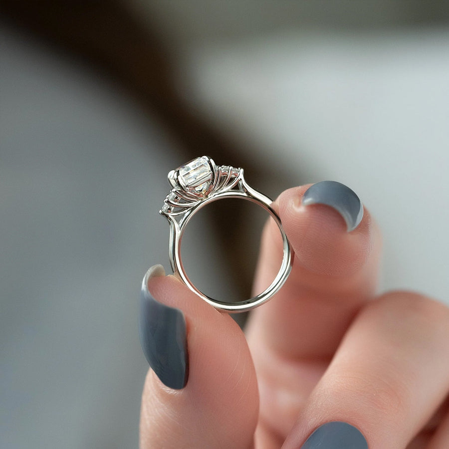 The Summer Radiant Side Stone Moissanite Ring - KNT - Engagement Rings, Wedding Bands & Fine Jewelry