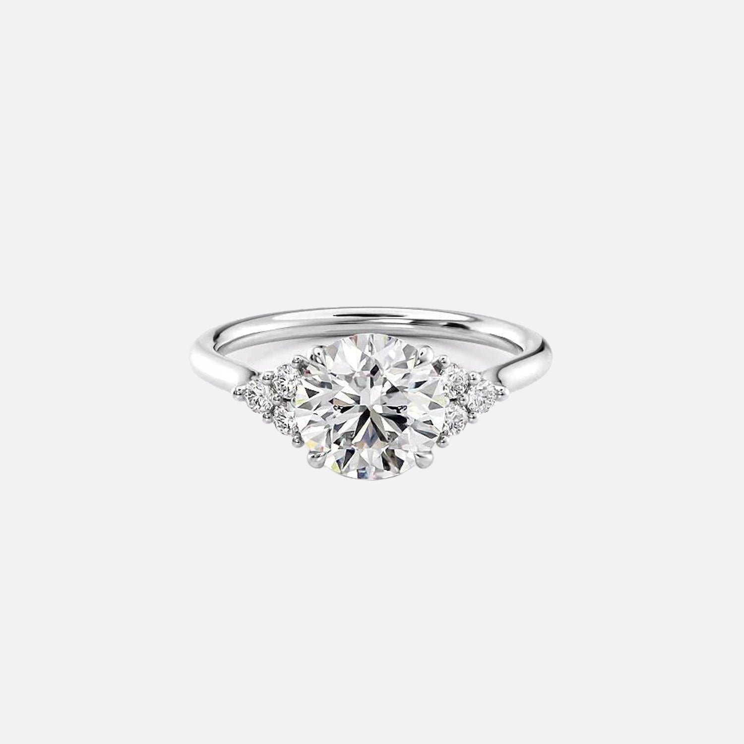 The Summer Round Side Stone Moissanite Ring - KNT - Engagement Rings, Wedding Bands & Fine Jewelry
