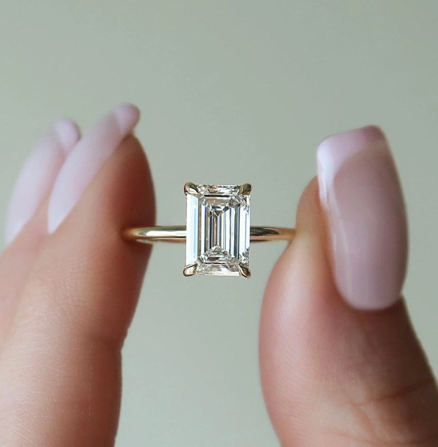 The Sydney Emerald Solitaire Moissanite Ring - KNT - Engagement Rings, Wedding Bands & Fine Jewelry