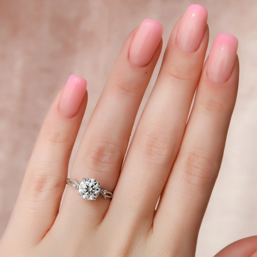  The Textured Twig Round Lab Diamond Ring 14k White Gold 003