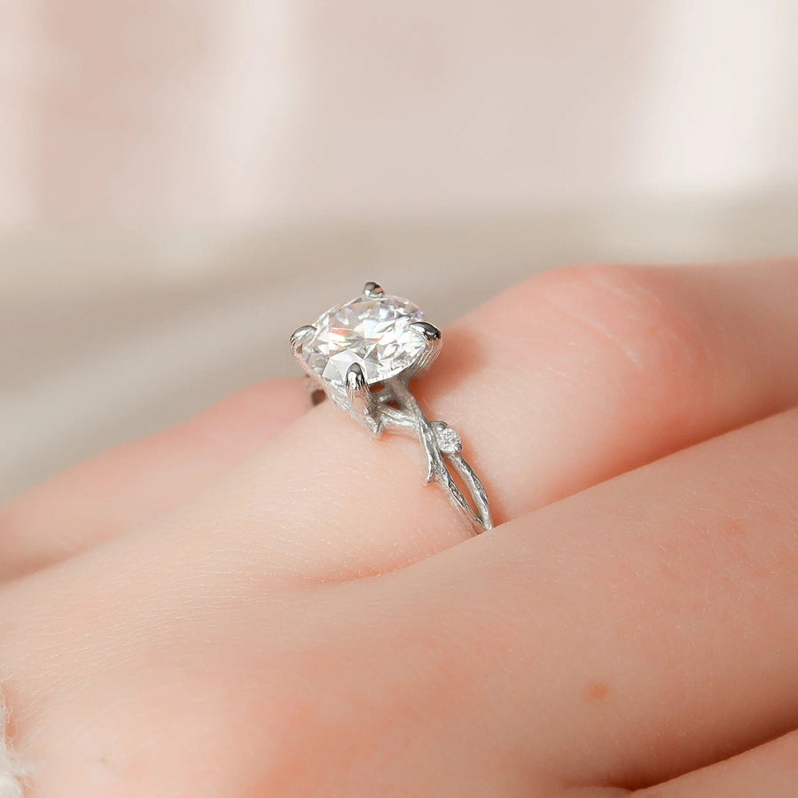  The Textured Twig Round Lab Diamond Ring 14k White Gold 004 Final