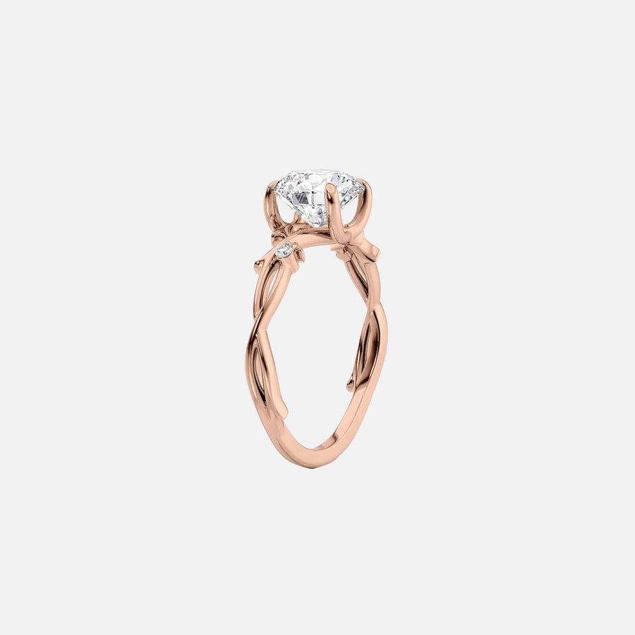  The Textured Twig Textured Marquise Moissanite Ring 14k Rose Gold 002