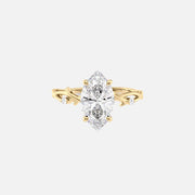 The Textured Twig Textured Marquise Moissanite Ring 14k Yellow Gold 001