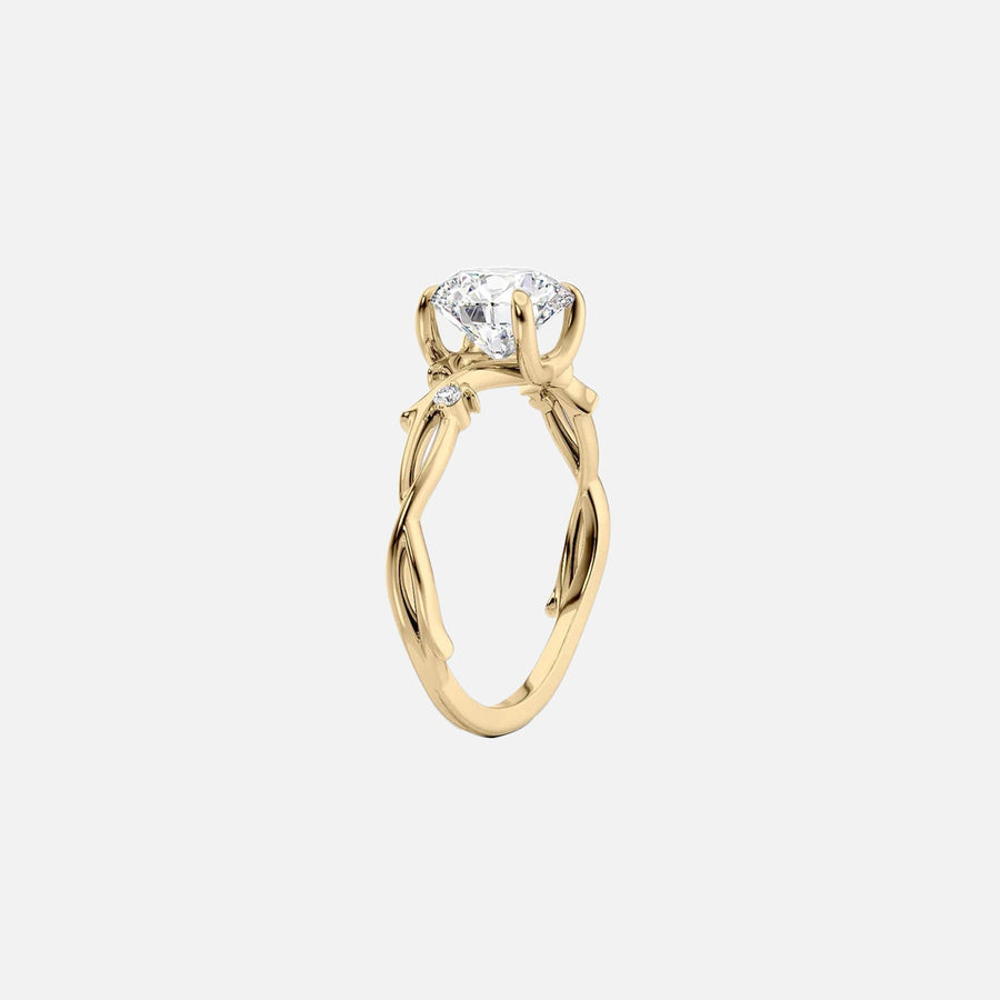  The Textured Twig Textured Marquise Moissanite Ring 14k Yellow Gold 002