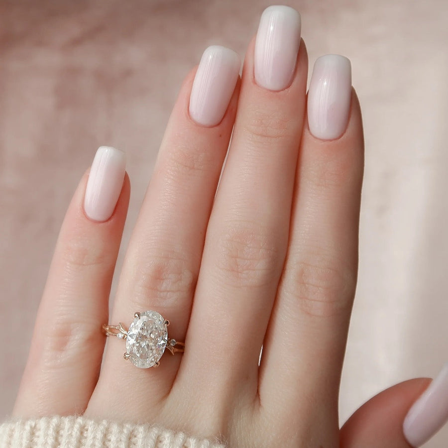  The Textured Twig Textured Oval Moissanite Ring 18k Rose Gold 003