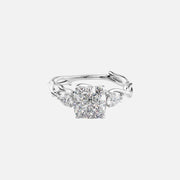  The Three Stone Twig Cushion Lab Diamond Ring 18k White Gold 001