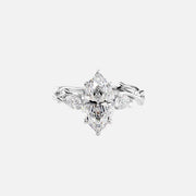  The Three Stone Twig Marquise Moissanite Ring 18k White Gold 001
