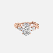  The Three Stone Twig Oval Lab Diamond Ring 18k Rose Gold 001