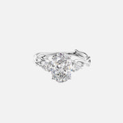  The Three Stone Twig Oval Lab Diamond Ring 18k White Gold 001