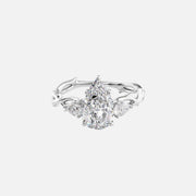  The Three Stone Twig Pear Lab Diamond Ring 18k White Gold 001