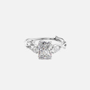  The Three Stone Twig Radiant Lab Diamond Ring 14k White Gold 001