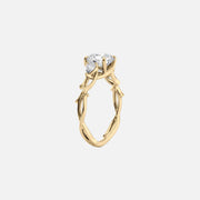  The Three Stone Twig Radiant Lab Diamond Ring 18k Yellow Gold 002