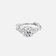  The Three Stone Twig Round Lab Diamond Ring 14k White Gold 001