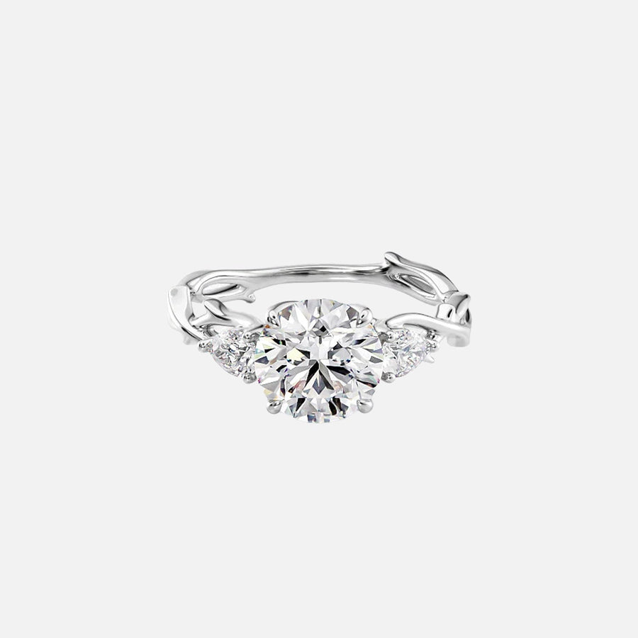  The Three Stone Twig Round Lab Diamond Ring 14k White Gold 001
