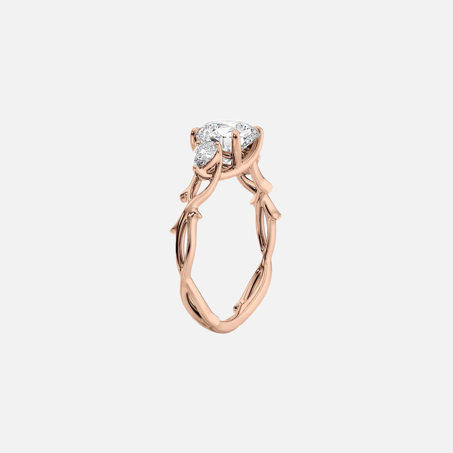  The Three Stone Twig Round Lab Diamond Ring 18k Rose Gold 002